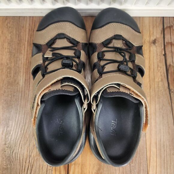 Teva Flintwood Sandals Men Sz 8 Turkish Coffee Brown Leather Hiking Outdoors Low main image 5